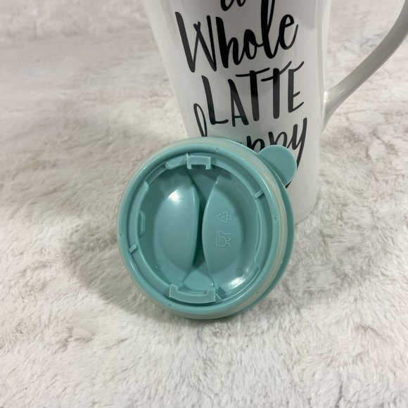 “A Whole Latté Happy” Hallmark Ceramic Travel Mug with lid Hallmark - Picture 6 of 8